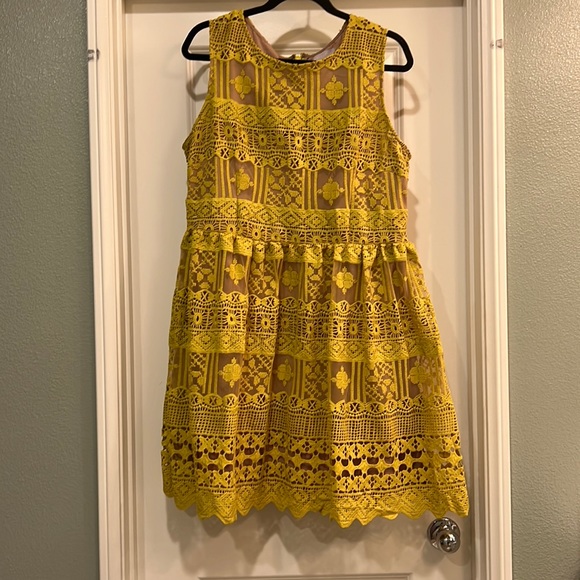 Chelsea28 Embroidered Fit and Flare yellow dress - Picture 2 of 4